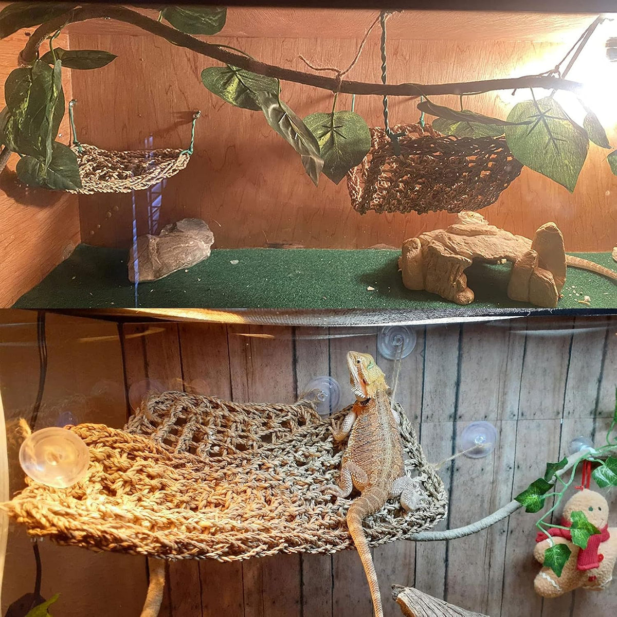 2 Pack Large Bearded Dragon Hammock - 3Pcs-Square+Triangle+Rectangle - image 2