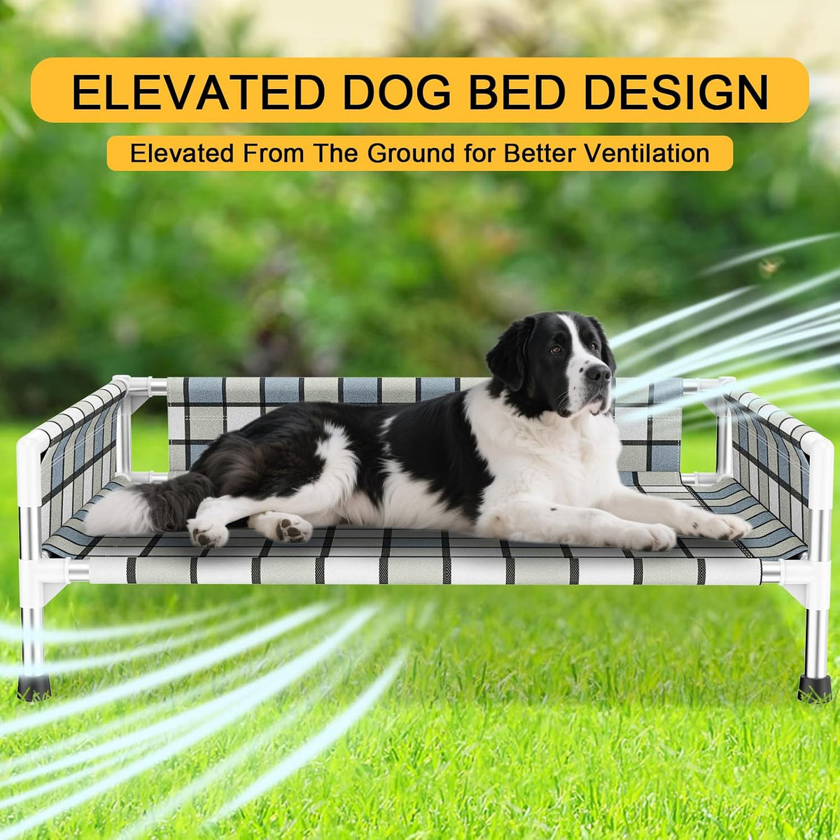 Elevated Dog Bed with with Guardrail - 34'' x 26'' x 12'' - image 3
