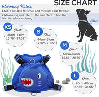 IDOMIK Dog Backpack Harness, No-Pull Dog Backpack with D-Ring for Small Medium Dogs, Cute Self Carrier Backpack for Dogs to Wear, Adjustable Dog Harness Backpack for Traveling Camping Hiking,Shark,XS