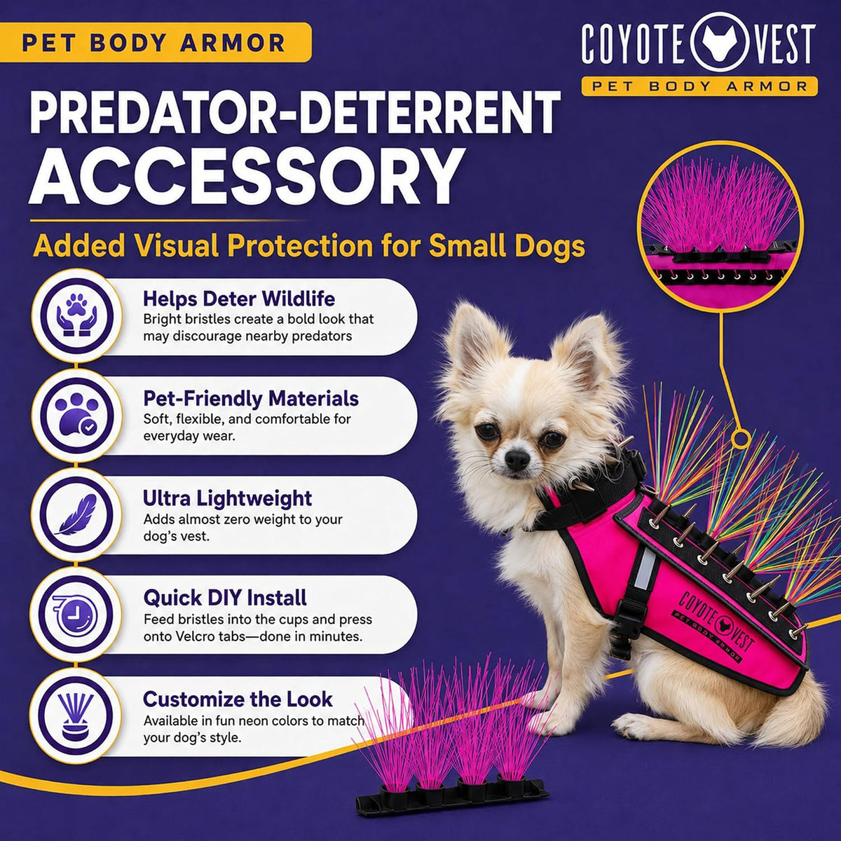 Coyotevest Coyotewhiskers Protective Nylon Dog Harness Bristles - Green - image 2