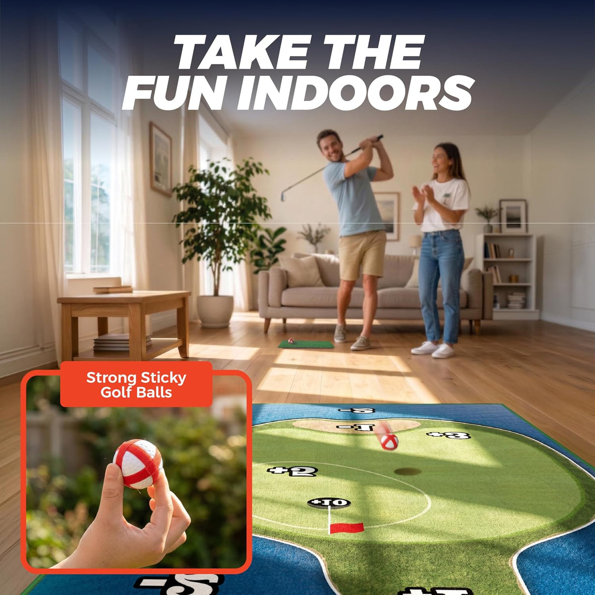 TOY Life Golf Chipping Mat Game, 20 Sticky Balls, Family Play – Fun for Kids & Family - Golf Island Style - image 2