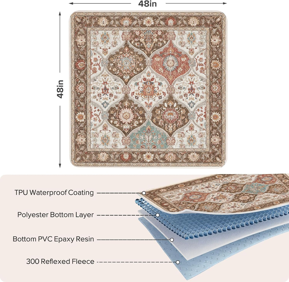 Washable Pee Pads for Dogs 72"x72" Reusable Dog Pads Extra Large - Brown / 48x48 Inch (Pack of 2) - image 3