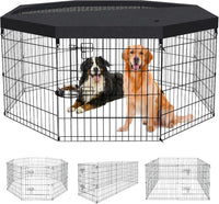 PEEKABOO Foldable Rustproof Dog Playpen with Door, 8 Panels 24"H – Essentials for Dogs - 8 Panels 30"H x 24"W Playpen+Top Cover