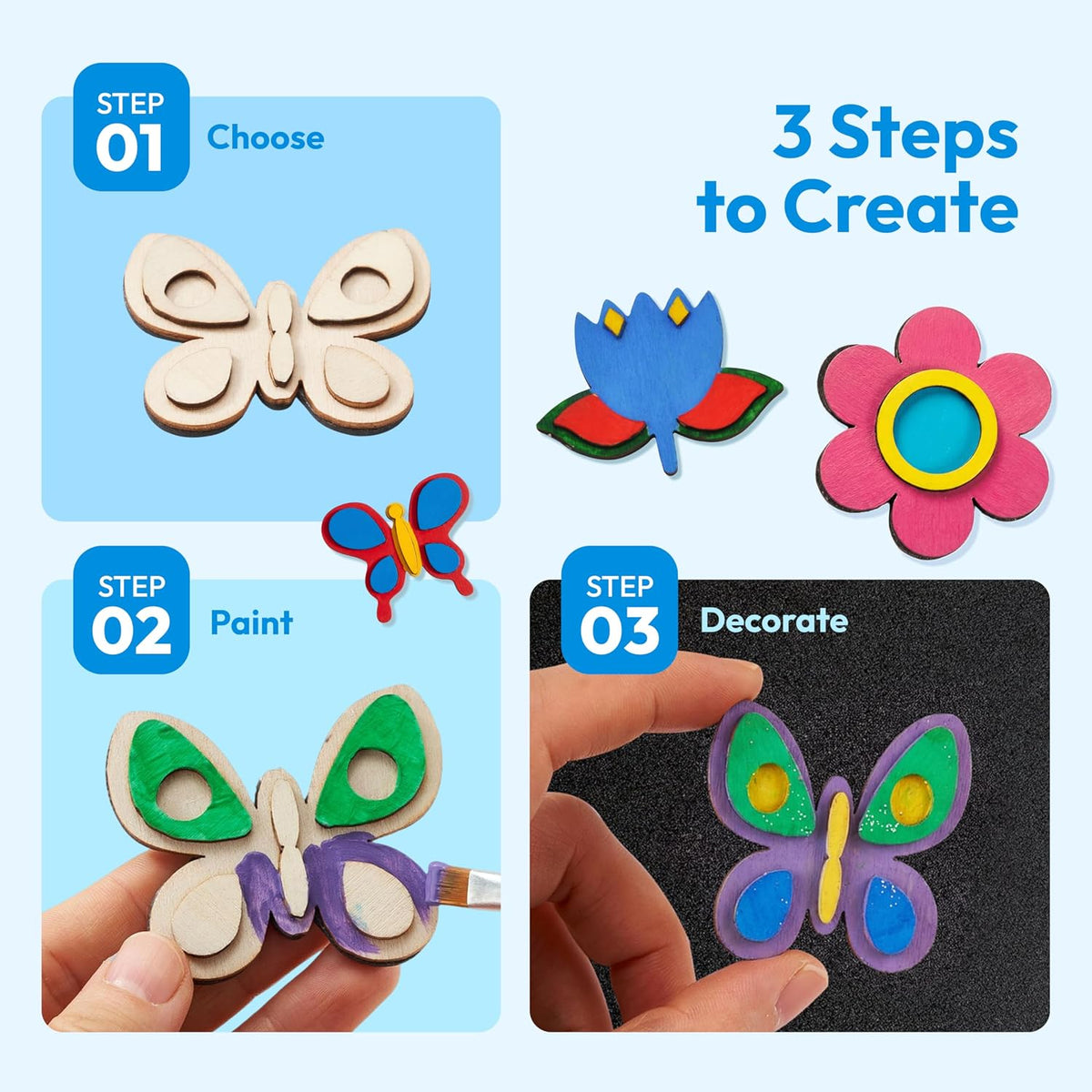 JOYIN 12 Wooden Magnet Painting Kit - Animal - image 4