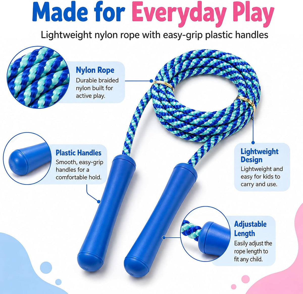 GiftExpress Adjustable Size Colorful Jump Rope for Kids and Teens - image 3