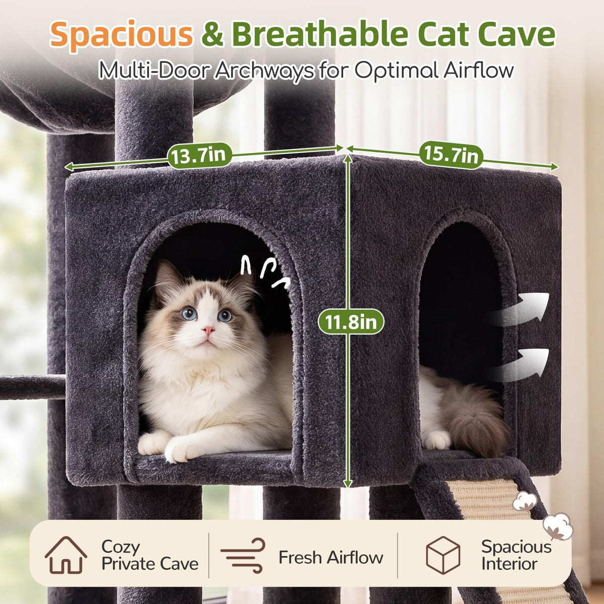 Globlazer F70 Pro Heavy Duty Cat Tree Tower for Indoor Cats Large - Dark Grey / L - image 3