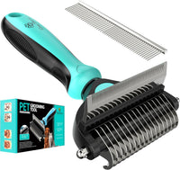 Spring Blossoms-2 in 1 Professional Grooming Rake for Cats - Cyan
