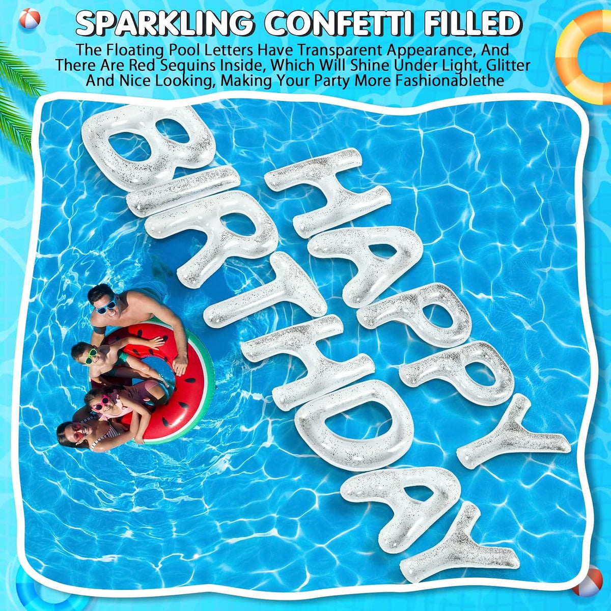 Shappy Happy Birthday Pool Floats Balloon – Fun for Kids & Family - White / 30'' / Sequins - image 4