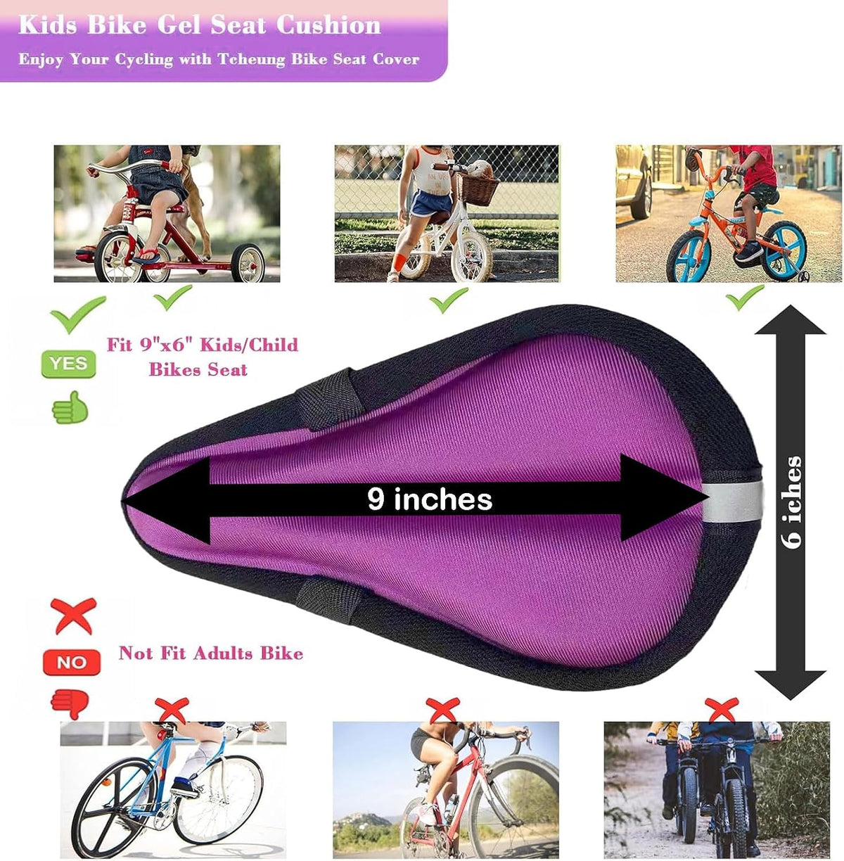TCheung gel seat cushion for 9x6 inch kids bike seats with outdoor cover - view 8