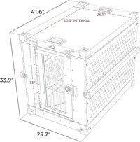 Heavy Duty Fully Collapsible Powder-Coated Aluminum Dog Crate - Large (Black)