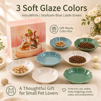 Mecaikru Ceramic Cat Food Bowls - ivory white / 5.5in / cloud pearl - image 3