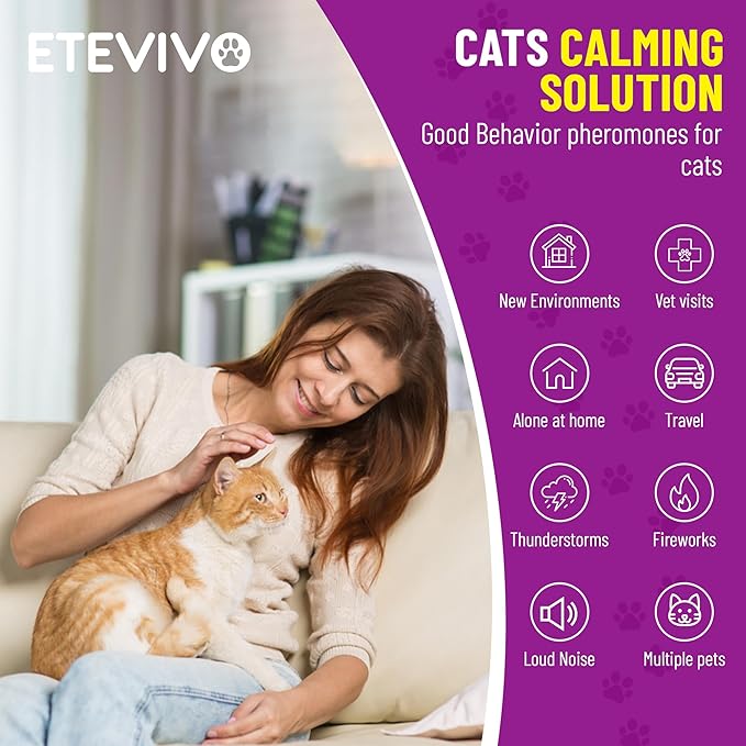 Cat Calming Pheromone Diffuser 4 Pack Cat Calming Diffuser Refills Anxiety Relief Comfort for Cats Reduce Fighting Spraying and Scratching 120 Days Long Lasting Serenity