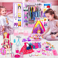 TQRAZ 76 Pcs Doll Car Playset Clothes and Accessories with 11.5 Inch - 164 pcs - image 2