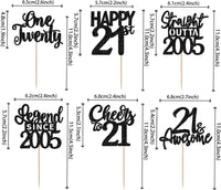 24PCS Black Happy 50th Birthday Cupcake Toppers Fifty Straight Outta - Black / 21st - image 2