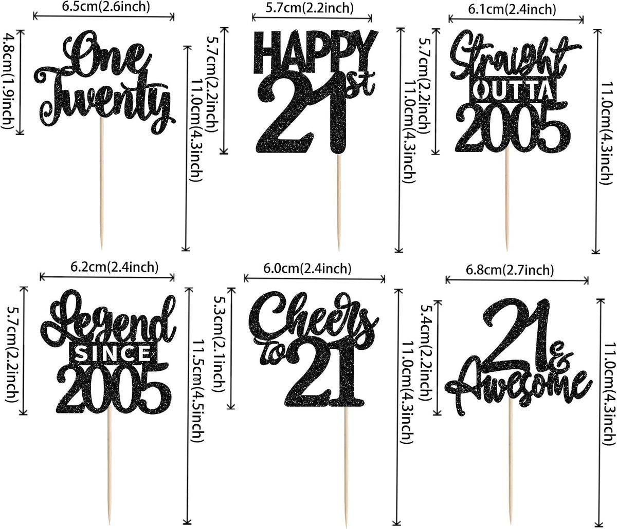 24PCS Black Happy 50th Birthday Cupcake Toppers Fifty Straight Outta - Black / 21st - image 2