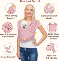 Small Dog Sling Carrier, Hands-Free - Light Pink / Regular - image 2