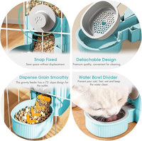 GPY Automatic Hanging Gravity Pet Feeder and Water Dispenser Set ，Automatic Dog Feeder and Dog Water Dispenser for Dogs Cats Pets Animals Large Capacity (Blue Water Feeder&Food Feeder) (Blue)