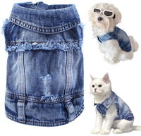 Pet Dog Cat Blue Denim Jeans Jacket Coat Vest - BIG FRENCHIES