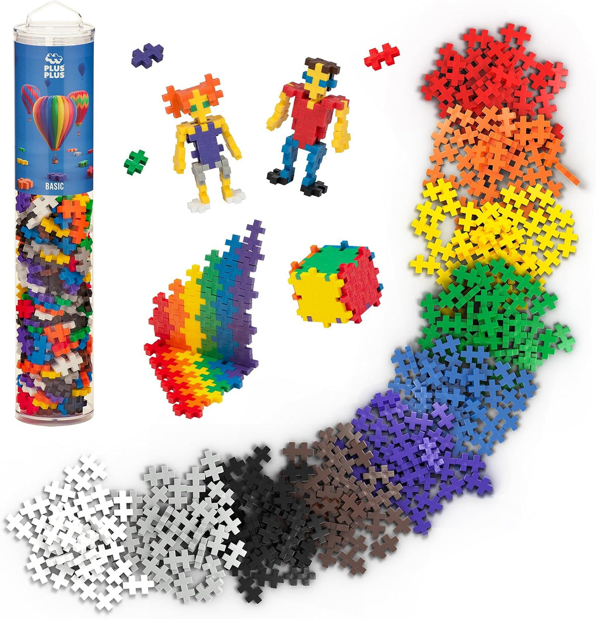 PLUS 240 Piece Glow in the Dark Mix, Mini Waffle Blocks - Basic Mix Play Tube