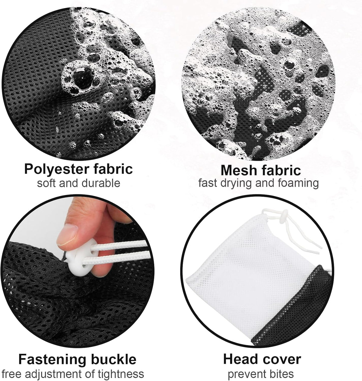 Cat Bathing Bag Anti Scratch Grooming Shower Washing Bag for Nail - White- Black - image 3