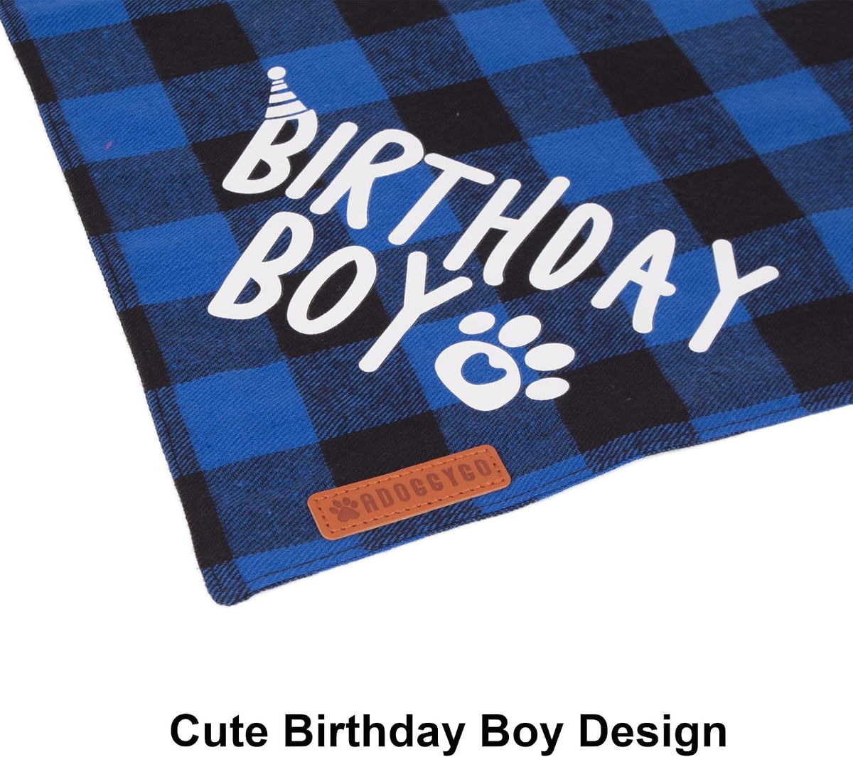 Dog Birthday Hat Bandana Set, Blue Plaid Boy Dog Bandana - Large / Blue - image 2