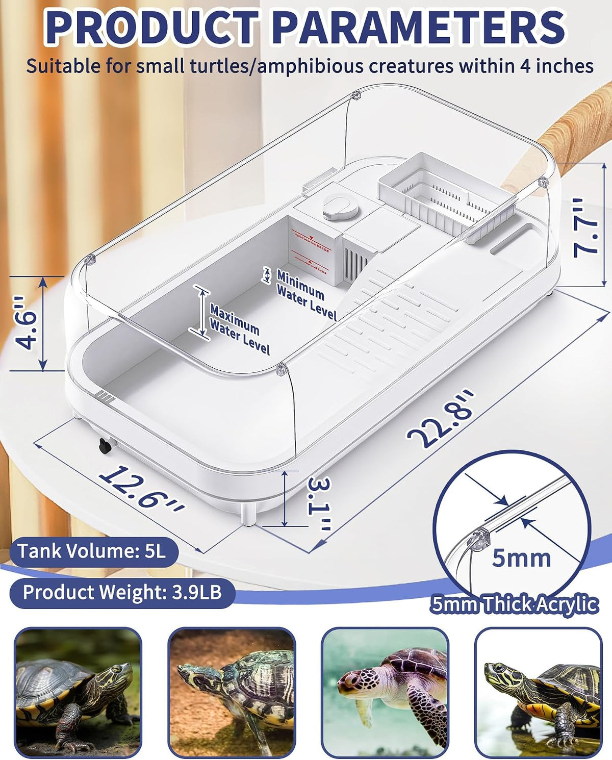MoonOrange Small Turtle Tank Kit - White (Large Tank) - image 3