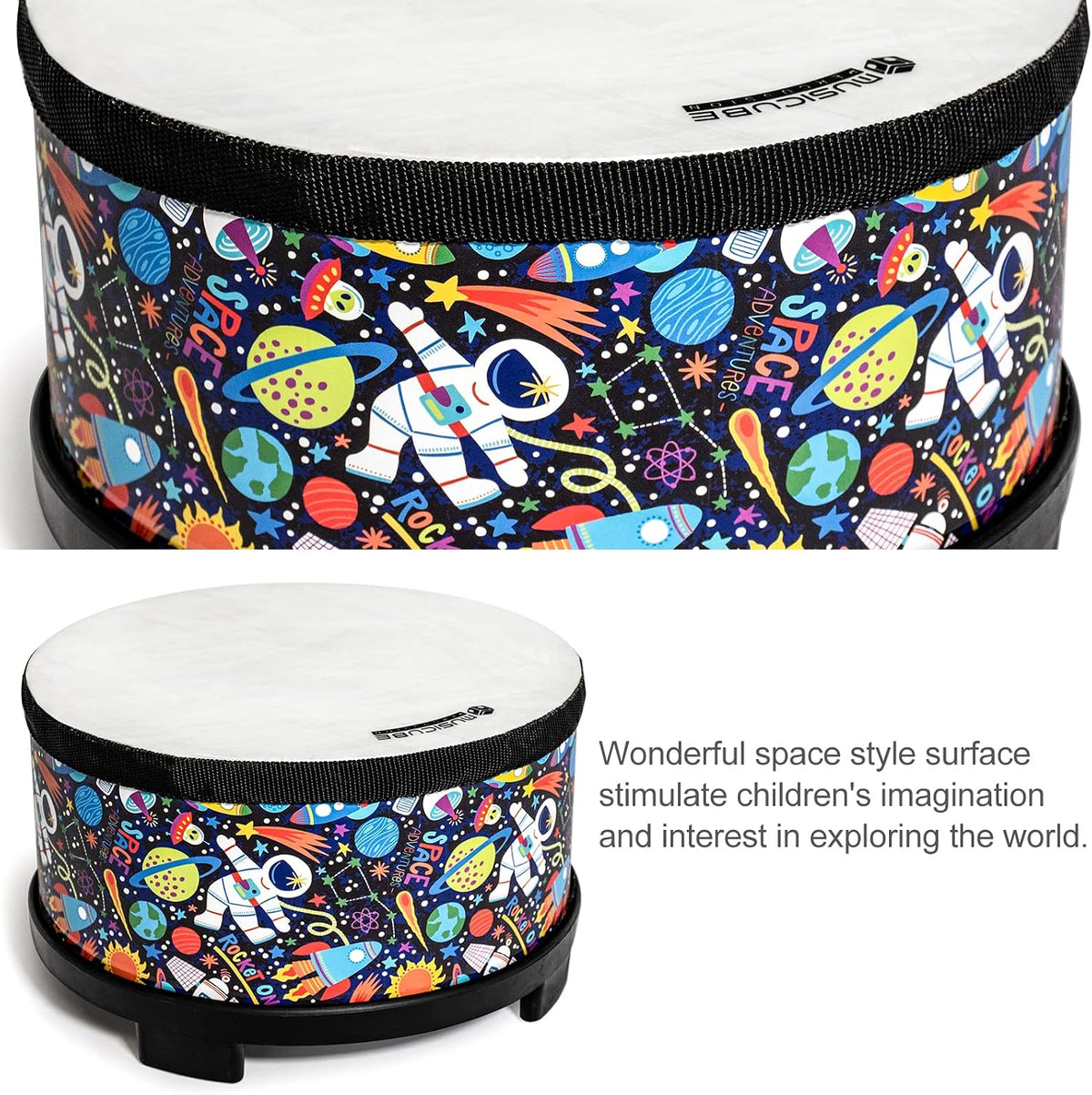 Kids Drum Set 8-Inch Wooden Drum Toys with an Adjustable Strap and 2 - 8-inch Floor Tom Drum - image 2