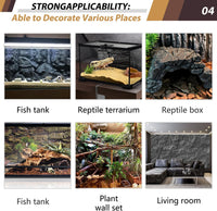 4pcs Rock Terrarium Background, 3D Reptile Tank Background Board - yellow-17.7"*11.8"（1pcs） - image 3