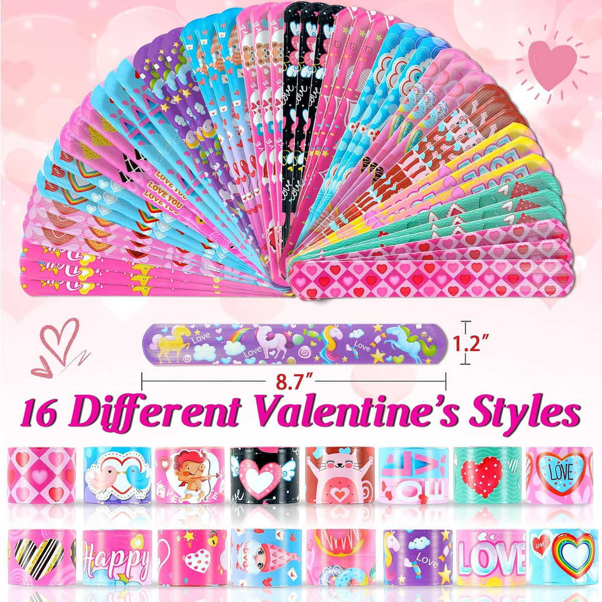 48Pcs Holiday Bracelets Party Favors for Kids Slap Bracelets Holiday - Valentine's Day - image 3