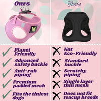 EcoBark XXS Dog Harness, Soft Step in Teacup Puppy Mesh Vest - XXS- 4 to 5 lbs- Chest Up to 11 in (Pack of 1) / Baby Pink - image 3
