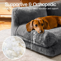 MEWOOFUN Dog Beds for Small Medium Dogs with Removable Washable Cover, Fluffy Dog Sofa with Non-Slip Bottom (Dark Grey, 33.5" L X 25.6" W X 11.5" Th)
