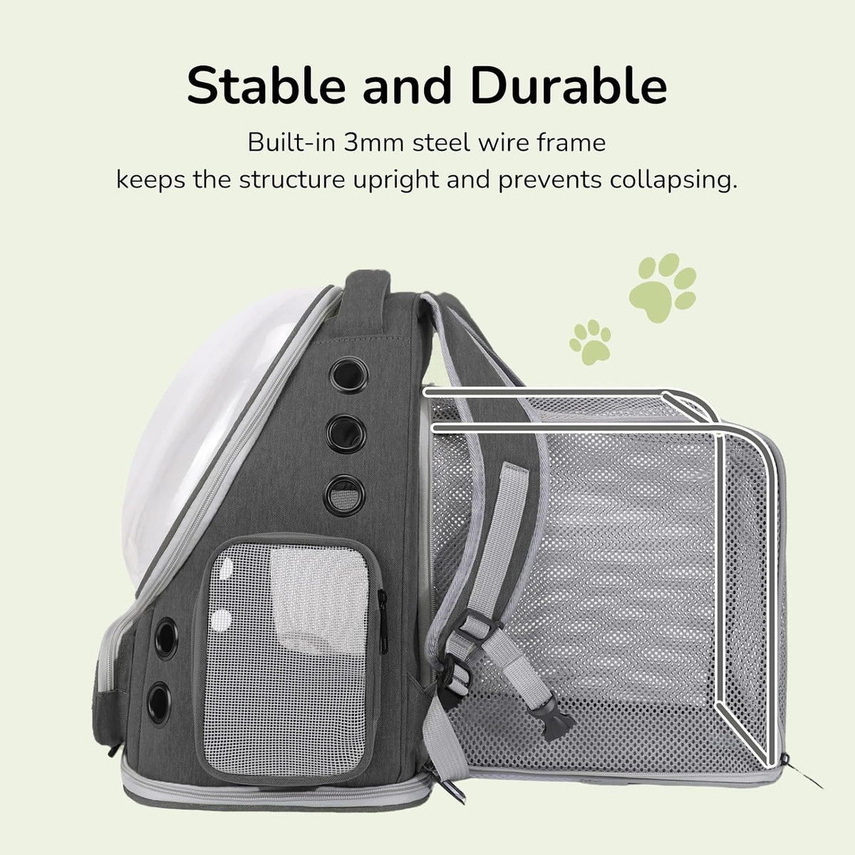 Cat Backpack Carrier for Cats and Small Dogs - Grey / X-Large - image 4
