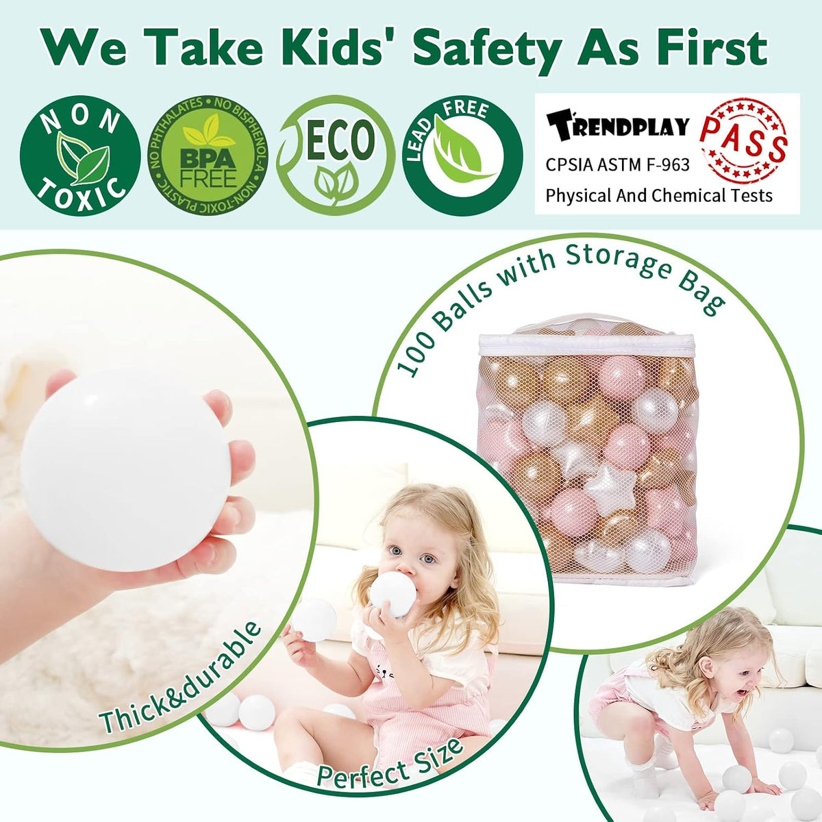 TRENDPLAY Star Ball Pit Balls for Toddlers 50 100 200 Count Star - Pearl Pink Brown / 100 - image 4