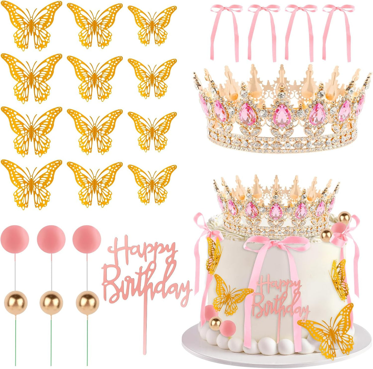 Hooqict 28Pcs Soccer Cake Decorations Set with Mini Balls - Crown