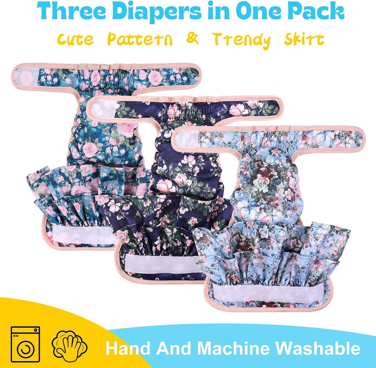 NOYAL Female Dog Diapers, Washable Reusable Leak-Proof - Rose / Medium 13-18.9'' - image 4
