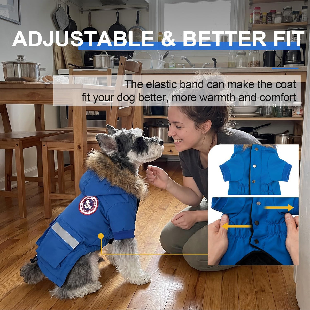 Small Dog Coats, Waterproof - L(Chest 21.6") / Blue - image 3