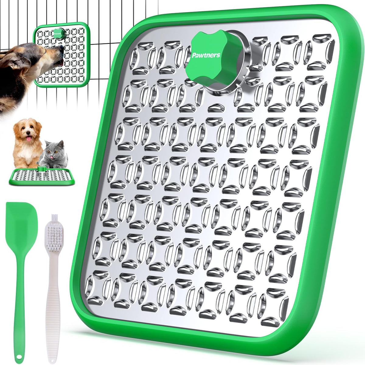 Stainless Steel Large Lick Mat for Dogs - green / 1pack
