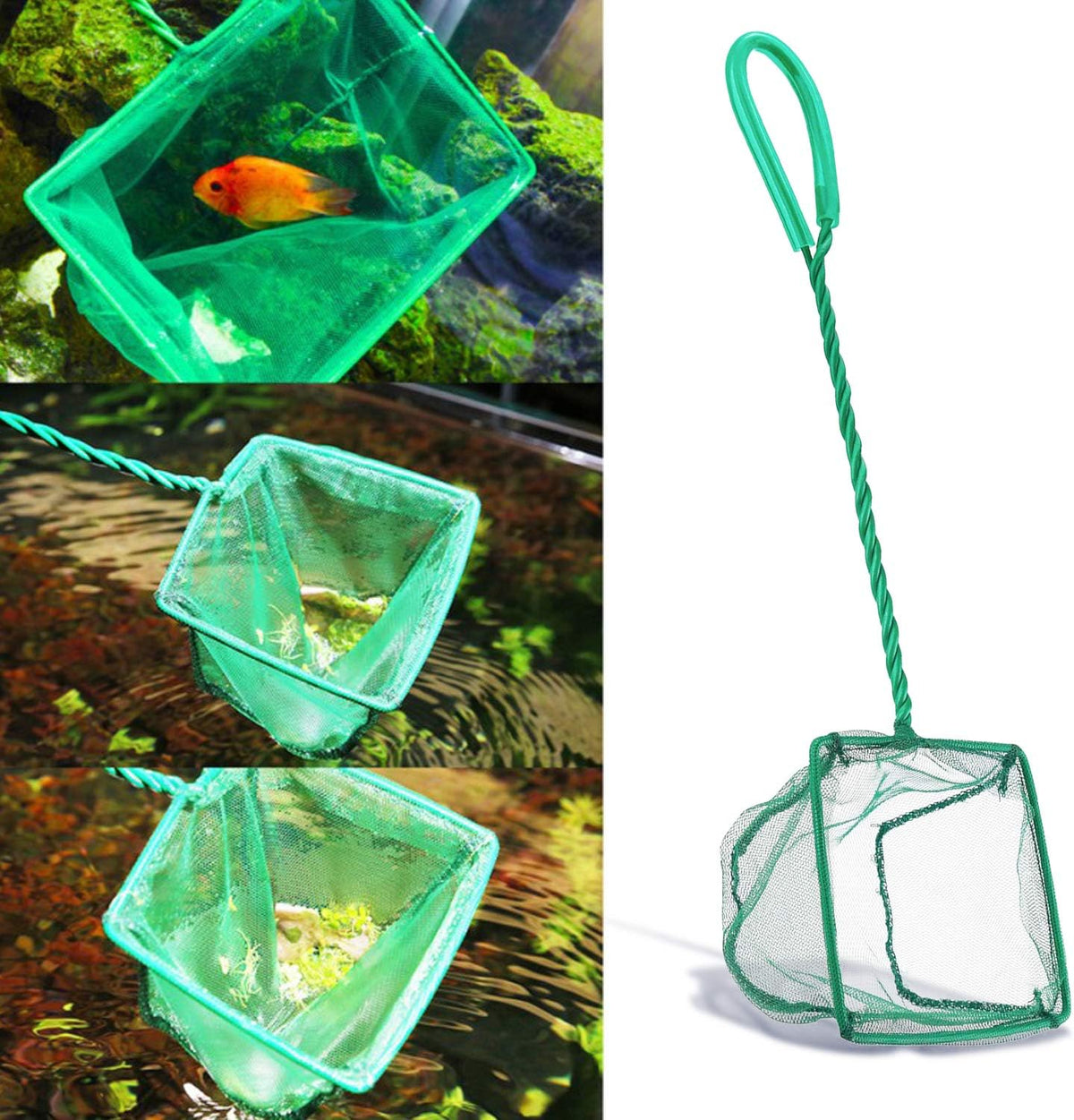 Aquarium Fish Nets, DSSPORT 4 Inch Small Mesh Fish Catch Nets with Plastic Handle Green – Essentials for Fish - 2 - image 4
