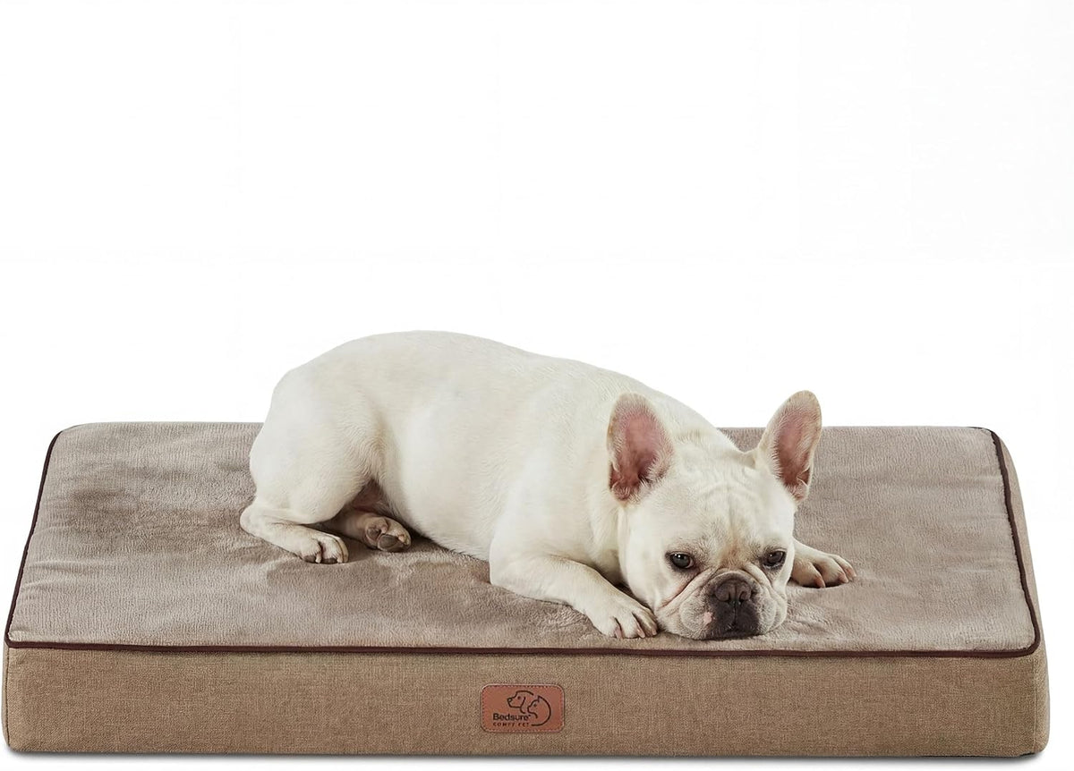 Bedsure Memory Foam Dog Beds Large Sized Dog - 29"L x 18"W x 3"Th / Khaki