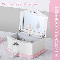 Ballerina Musical Jewelry Box with Mirror for girls，Kid's Jewelry - white/pink-medium - image 3