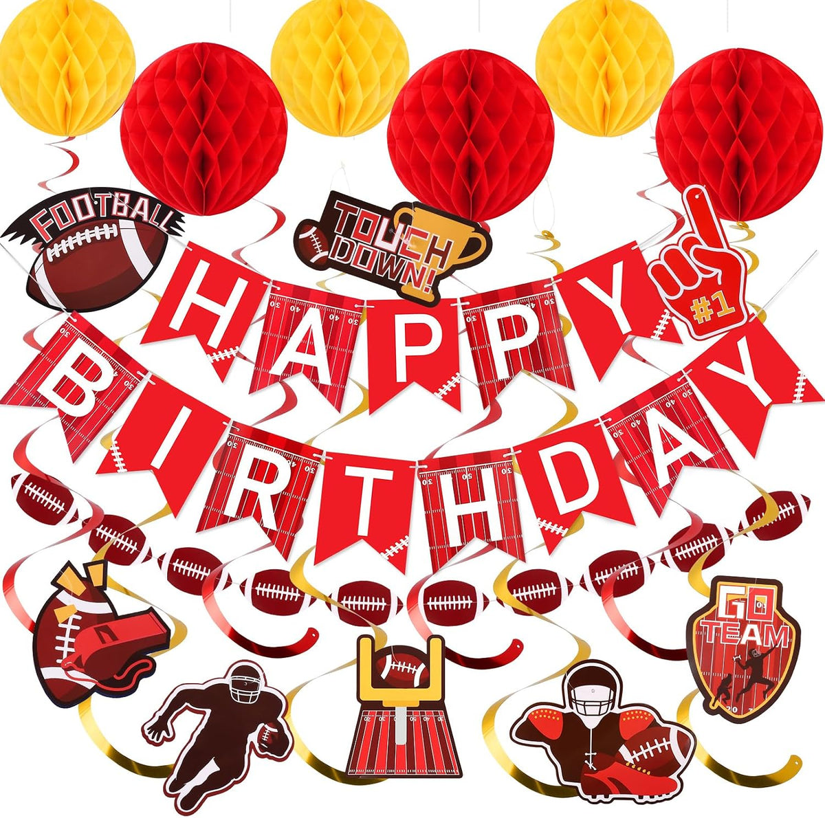 YEOCU Birthday Decorations - Red / Football