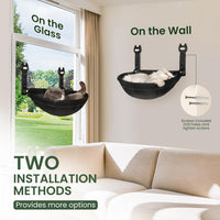 2-Pack Large Cat Window Perch, Cordless Foldable Cat Hammock – Essentials for Cats - Black Deep Perch / 1 Pack - M - image 4