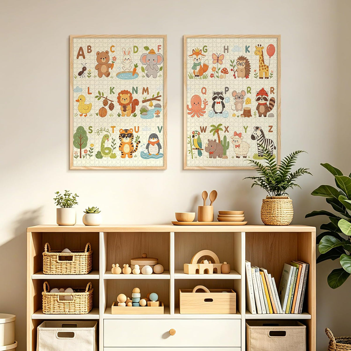 upsimples 50x70cm Puzzle Frame, Wall Decor Frames - Natural Style / 19.7x27.6 - image 3