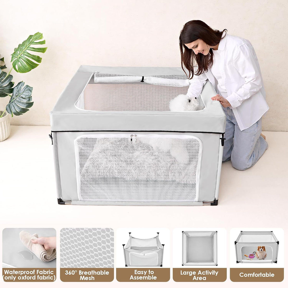 EHEYCIGA 42x42x26 Dog Playpen with Top Cover for Dogs & Cats - image 2