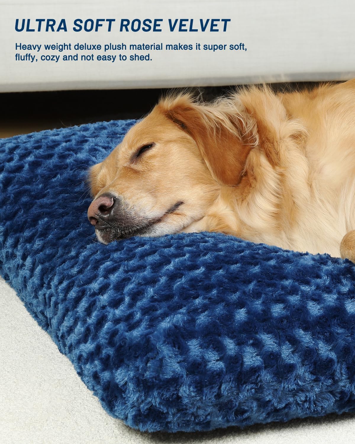 KSIIA Washable Dog Bed Medium Size Dog Crate Bed Plush Pet Mat - Blue / 47.0"L x 29.0"W x 4.0"Th - image 2