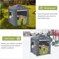 Hadisi black 600D waterproof outdoor kids playhouse cover with zippered front door - view 19