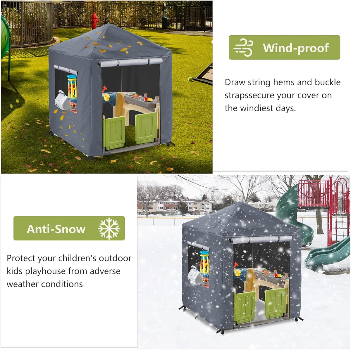 Hadisi black 600D waterproof outdoor kids playhouse cover with zippered front door - view 19