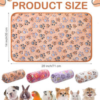 Reginary 4 Pcs Waterproof Guinea Pig Blankets Washable Small Animal Fleece Bedding Absorbent Guinea Pig Cage Liners Reusable Pet Pee Pad Sleep Mat for Hamster Ferret(Paw Print,28 x 14 Inch)