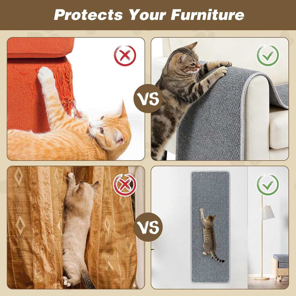 FHTONGE 71x15.8" Thickened Cat Wall Climbing Carpet with 16 Fixed - Highclass Grey / 39.4x15.8"(100x40cm) - image 3