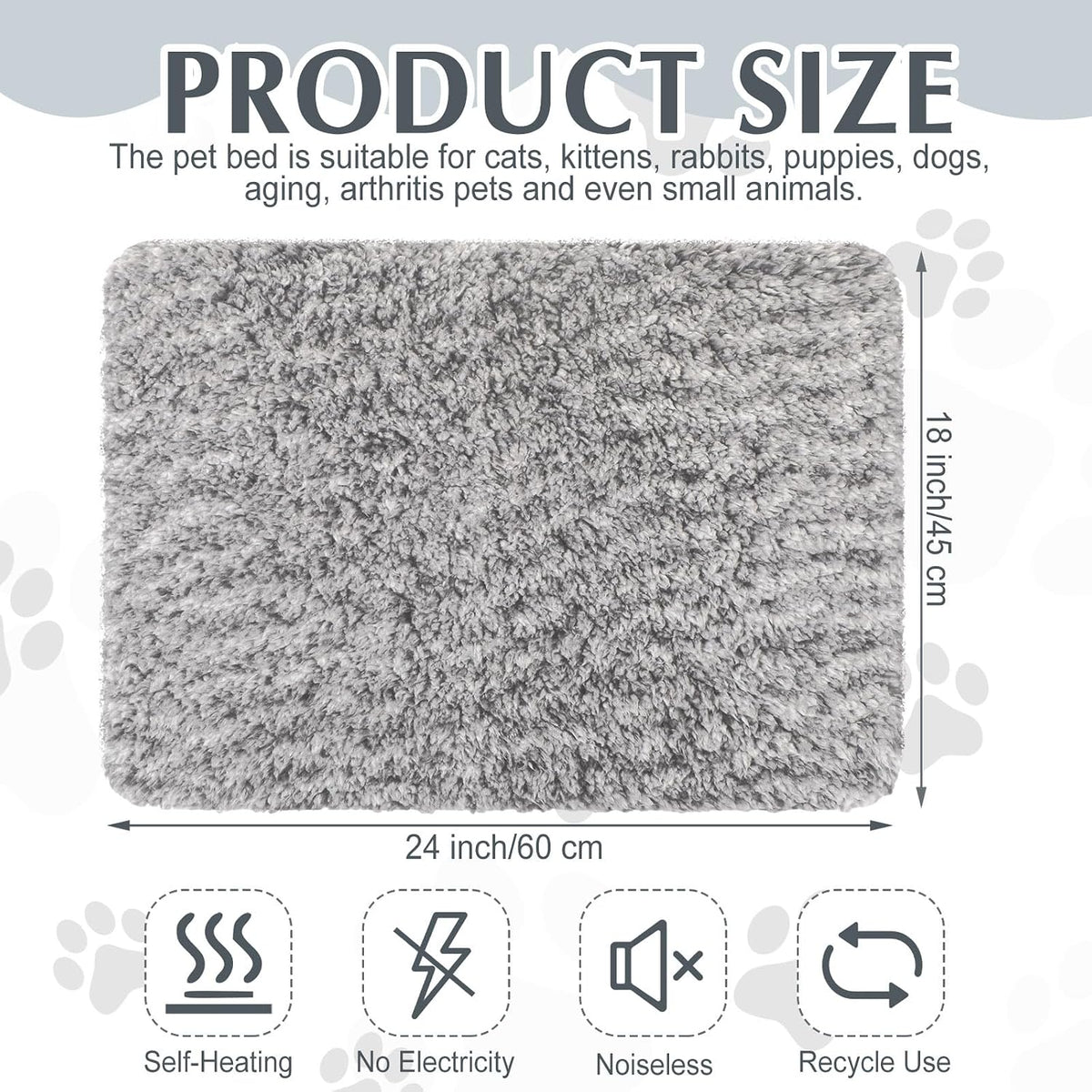 Drydiet 4 Pack Self Warming Cat Mat for Pets - 18 x 24 Inch / Gray / Solid - image 2